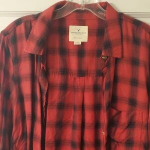American Eagle Outfitters Red Plaid Button Down Shirt